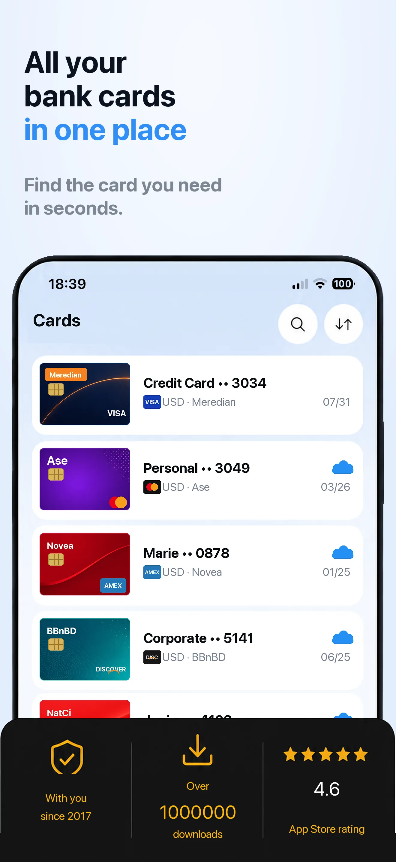 Every card, details in one tap
