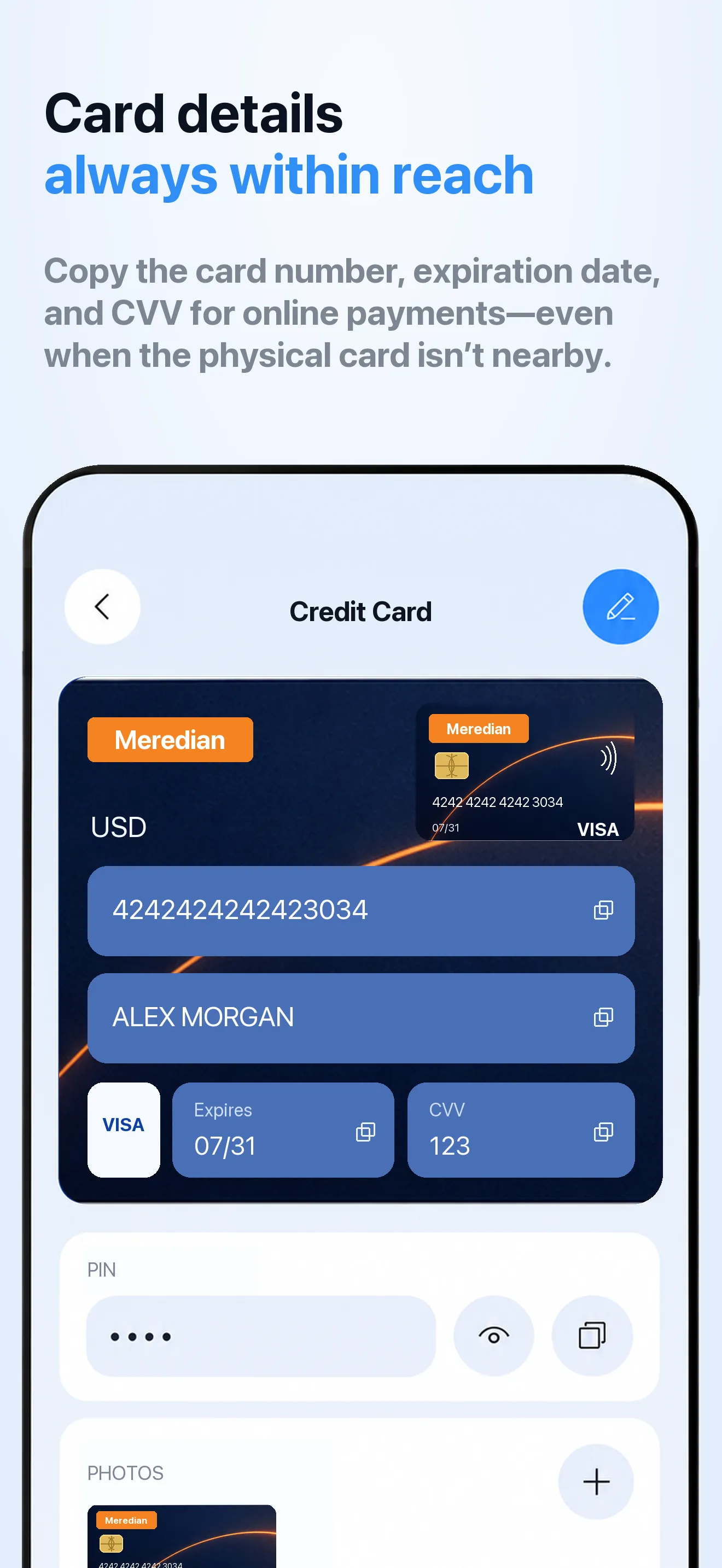 Every card, details in one tap