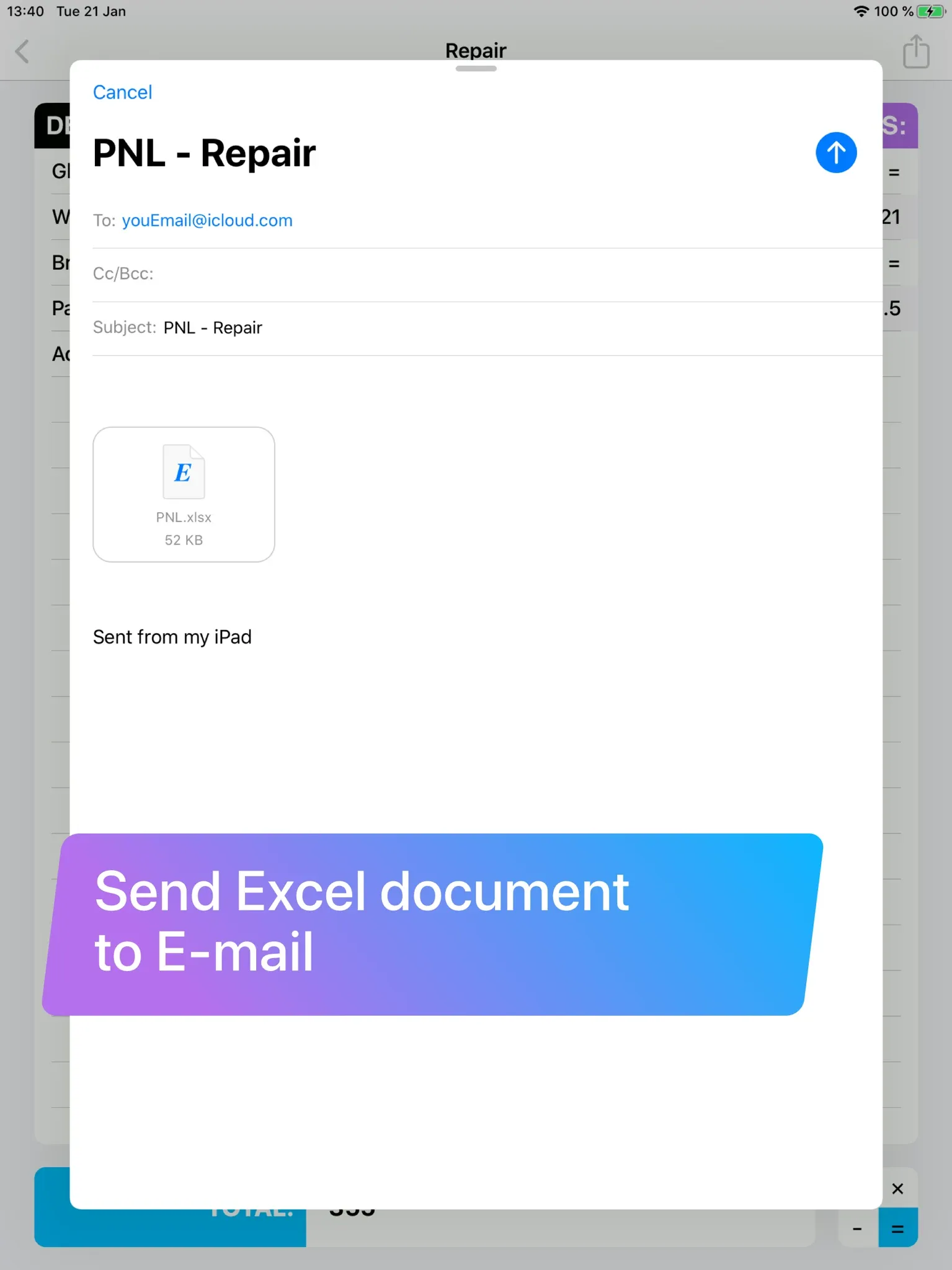 Edit fast, send it as Excel