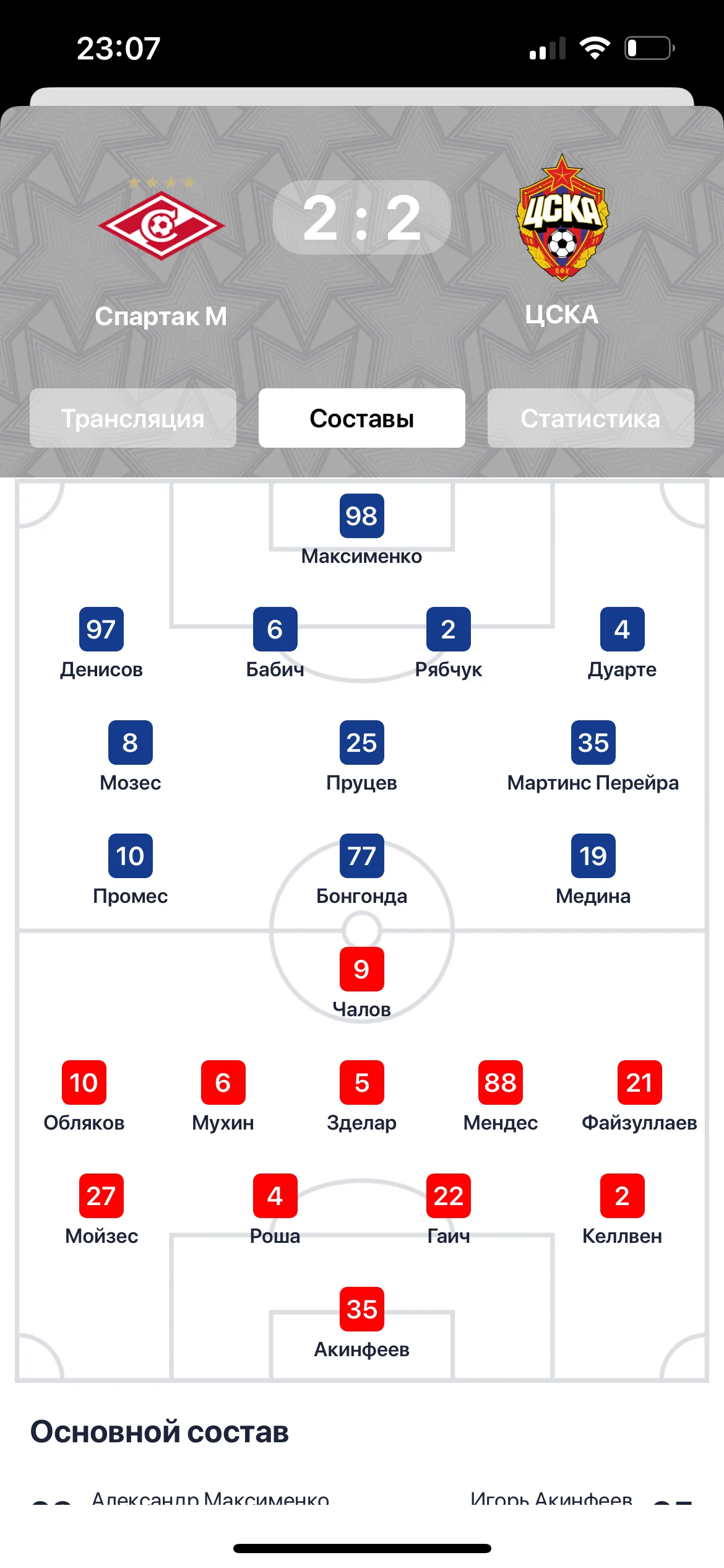 Tables, fixtures and line-ups
