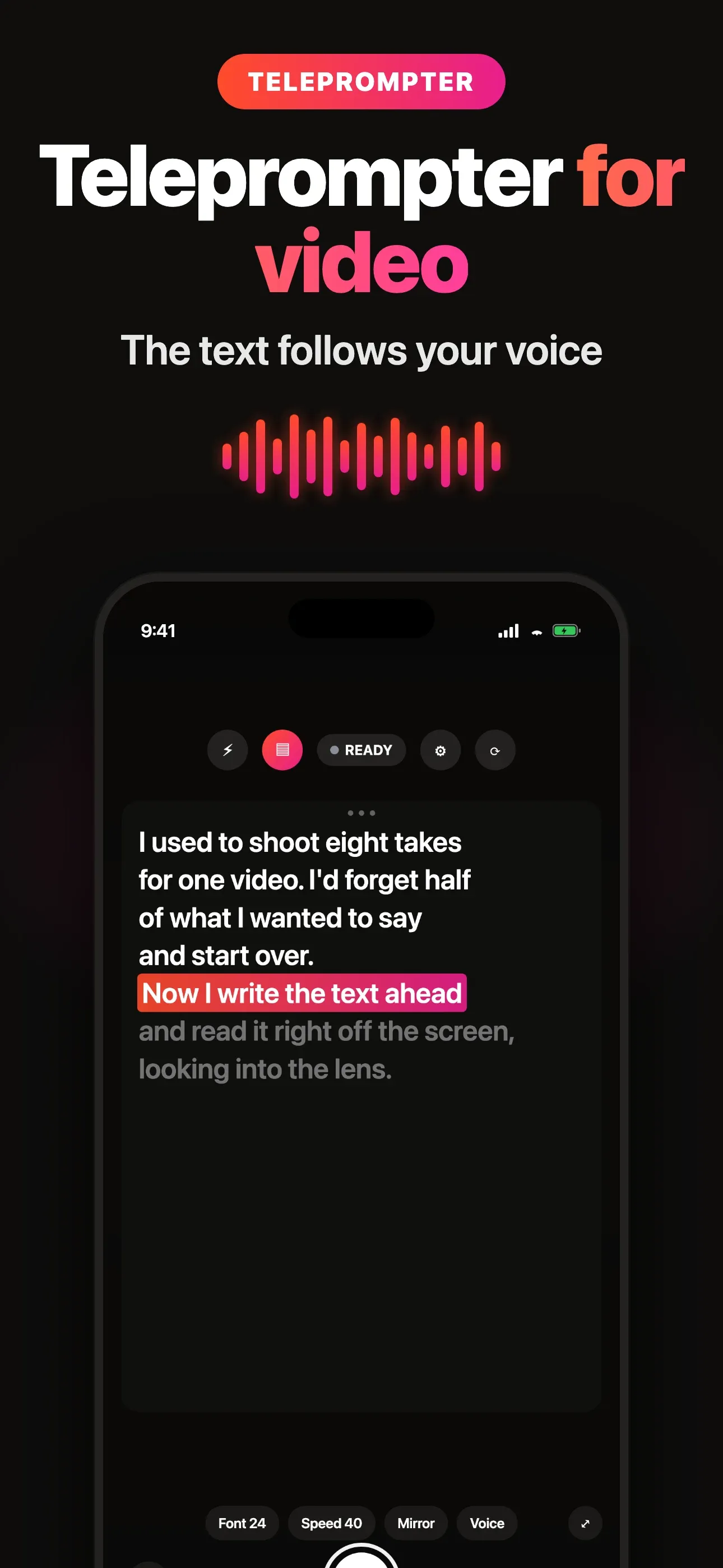 The text follows your voice